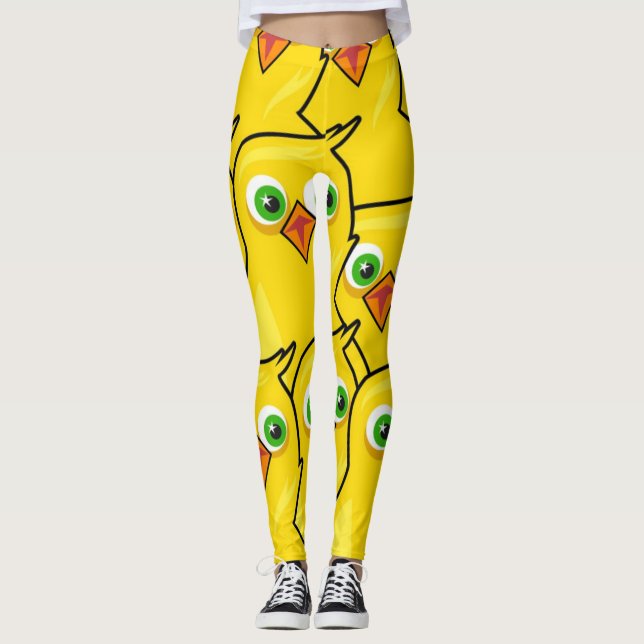 Leggings Mignons Poulets de Pâques Jaune Clair (Devant)