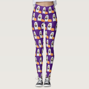Leggings migre Halloween Ghost citrouille violet motif