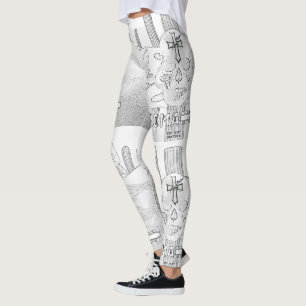 Leggings Mikitiez Dreamer crâne tatto arc-en-ciel rocher ro