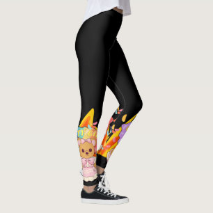 Leggings Mikitiez été en peluche d'ours gelée feu de vin ro