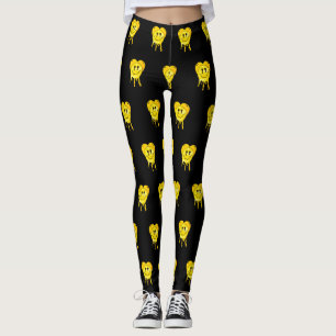 Leggings Mikitiez fond jaune coeur sourire amitié