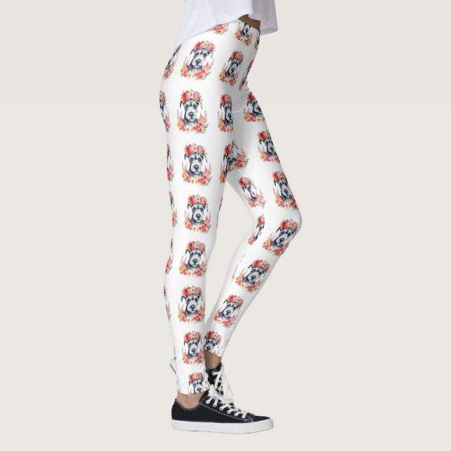 Leggings Mini Schnauzer Floral (Droite)
