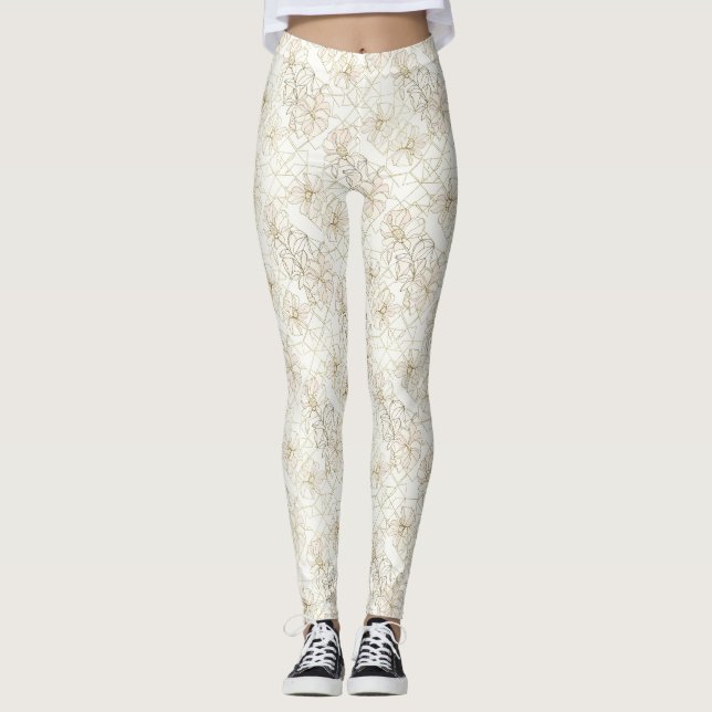 Leggings Minimal Botanical Line Art Pattern (1) (Devant)