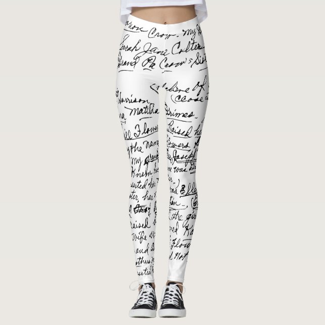 Leggings Minimal Handwriting Pattern – чорний рукописний пр (Devant)