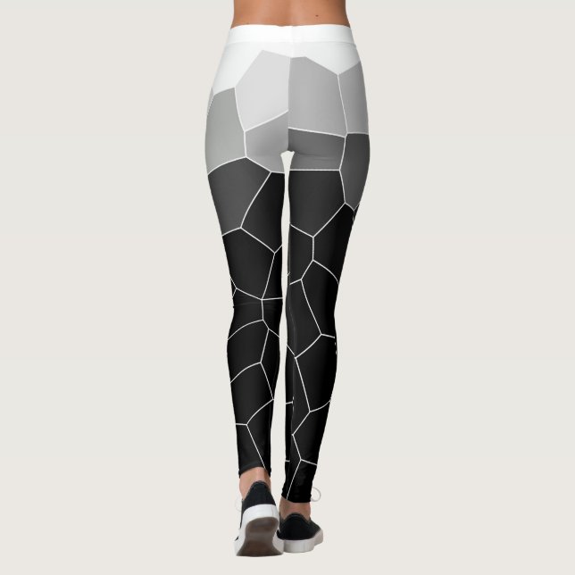 Leggings Minimalisme Abstrait Art Grey Cellules Blanches (Dos)