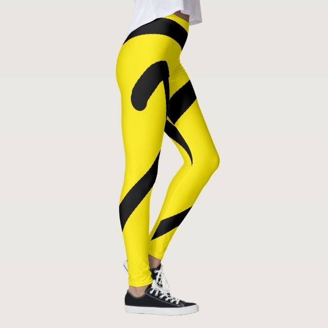 Leggings Minimalisme Abstrait Art Motif Noir Jaune (Droite)