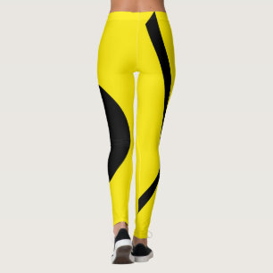 Leggings Minimalisme Abstrait Art Motif Noir Jaune