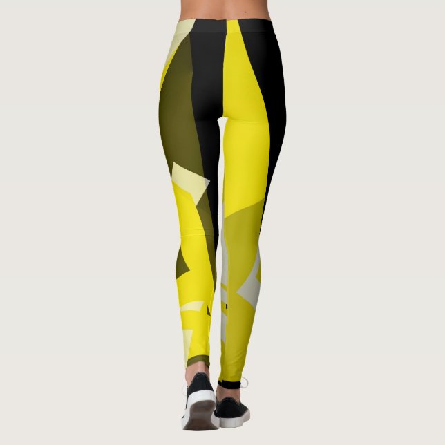 Leggings Minimalisme Abstrait Art Motif noir jaune blanc (Dos)
