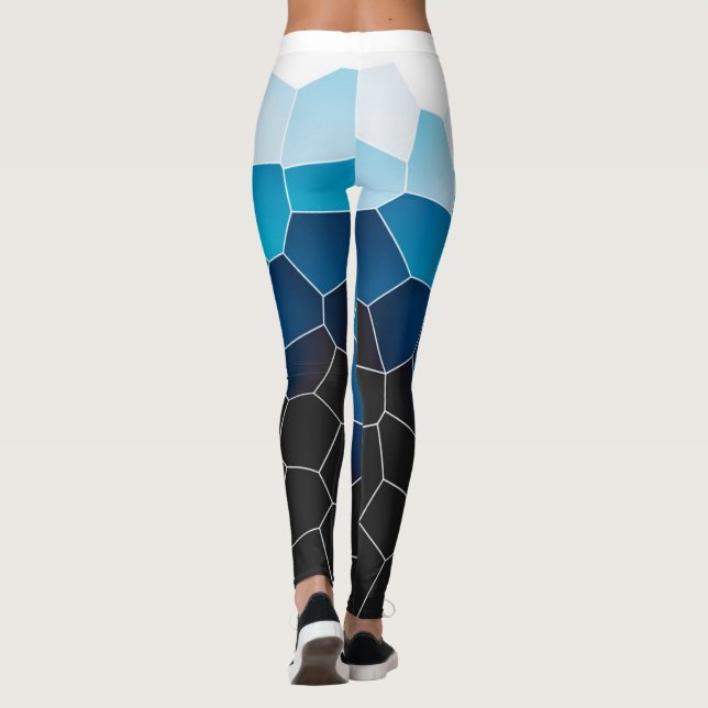 Leggings Minimalisme Art Abstrait Bleu Cellules Blancs (Dos)