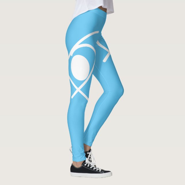 Leggings Minimalisme Art Abstrait Bleu Et Légendes Blanches (Droite)