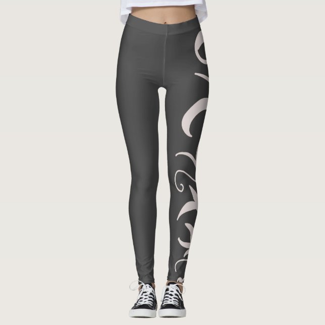 Leggings Minimalisme Art Abstrait dessin main gris charbon (Devant)