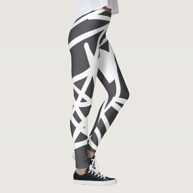 Leggings Minimalisme Art Abstrait Gris Et Légendes Blanches (Droite)