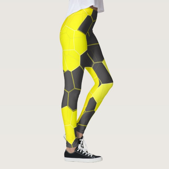 Leggings Minimalisme Art Abstrait Jaune Gris Blanc Cellules (Droite)