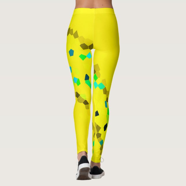 Leggings Minimalisme Art Abstrait Noir Jaune (Dos)