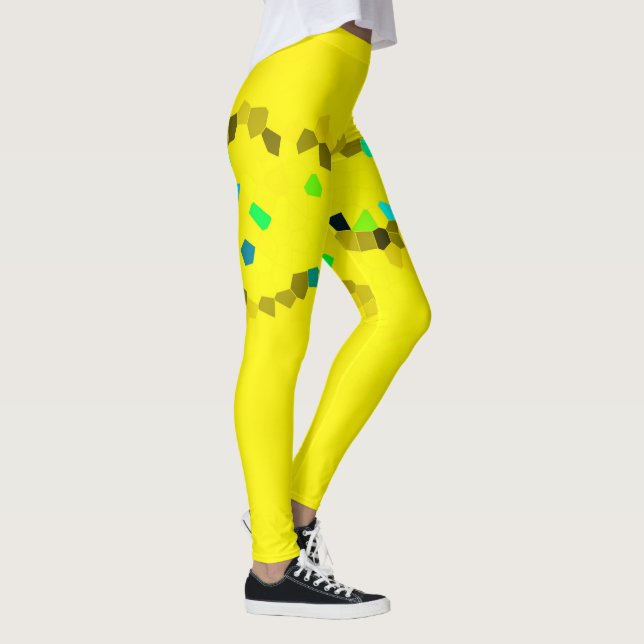 Leggings Minimalisme Art Abstrait Noir Jaune (Droite)