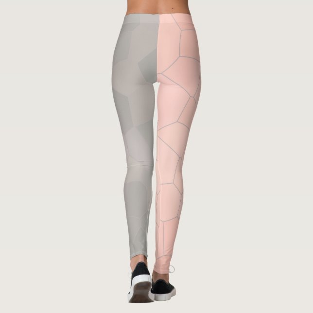 Leggings Minimalisme Art Abstrait Pale Pastel Gris Cellules (Dos)