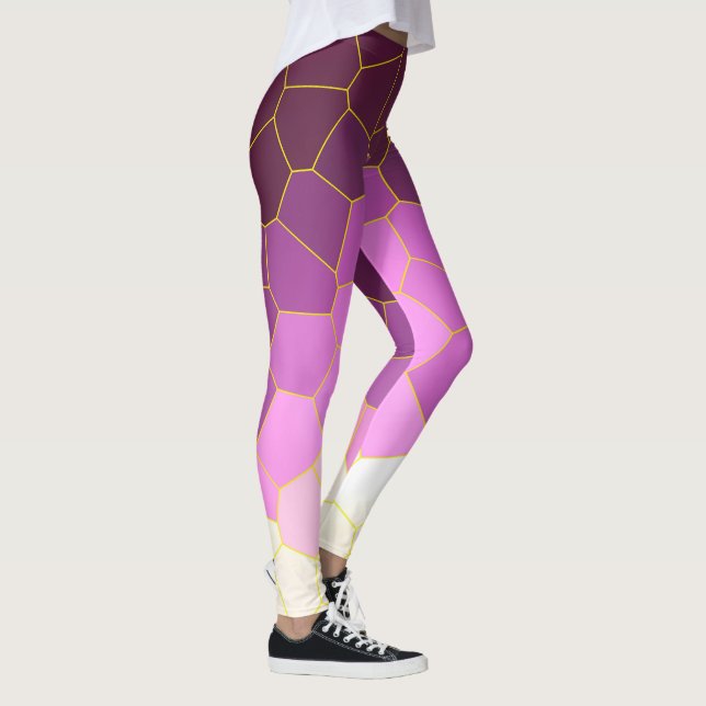 Leggings Minimalisme Art Abstrait Violet Rose Cellules Blan (Droite)
