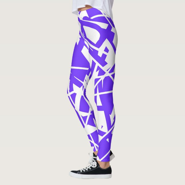 Leggings Minimalisme blanc bleu lavande d'art Abstrait (Gauche)
