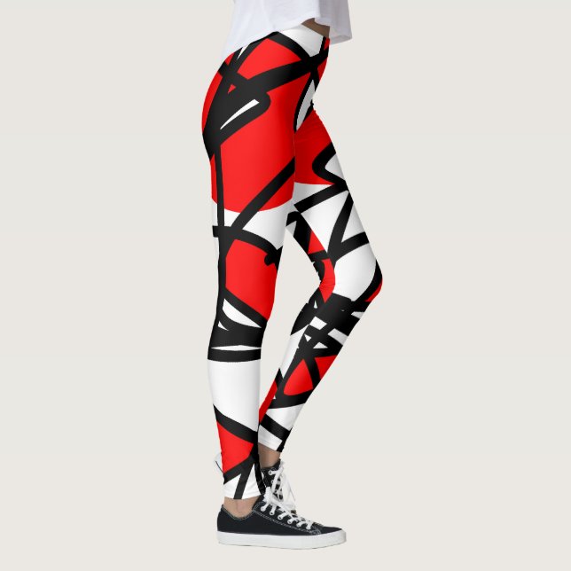Leggings Minimalisme blanc noir rouge d'art Abstrait (Droite)