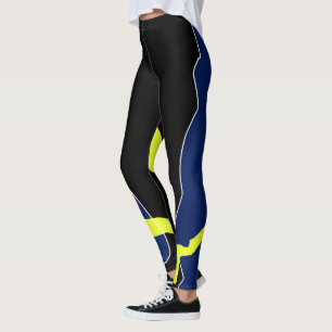 Leggings Minimalisme d'art Abstrait noir blanc jaune bleu