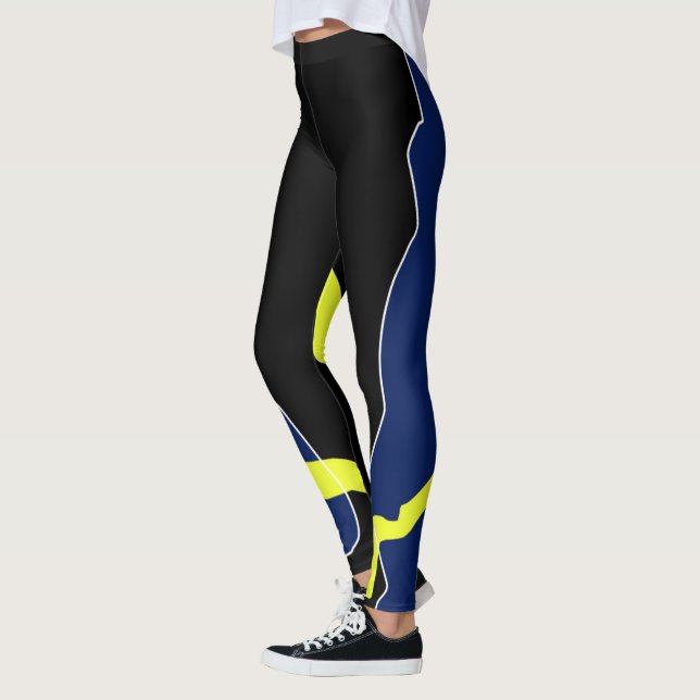 Leggings Minimalisme d'art Abstrait noir blanc jaune bleu (Gauche)