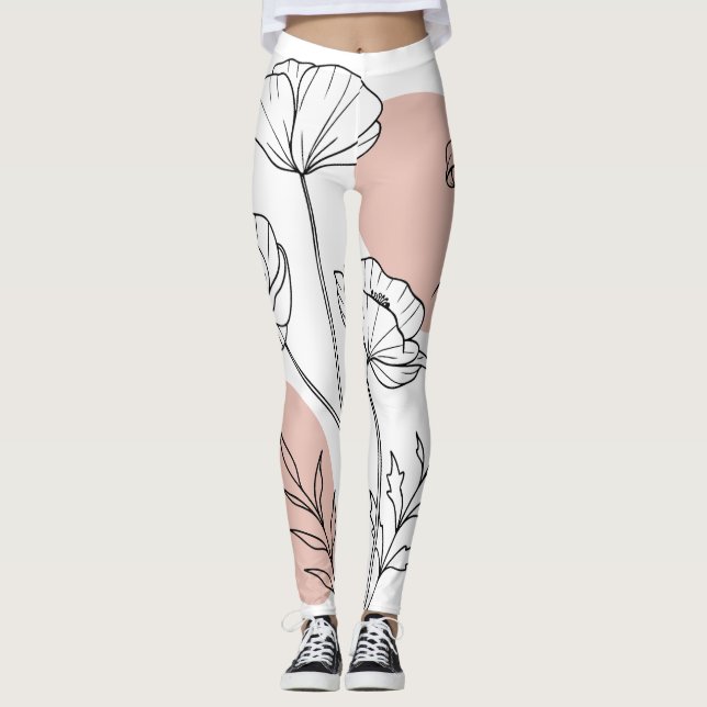 Leggings Minimalist Flowers - Line Art Flowers (Devant)