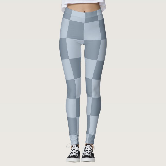 Leggings Minimalist Powder Blue Checkerboard Pattern (Devant)