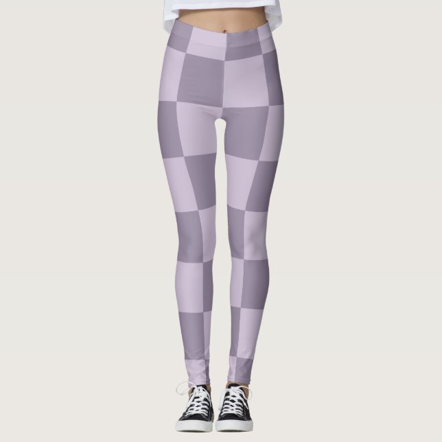 Leggings Minimalist Soft Lavender Checkerboard Pattern  (Devant)