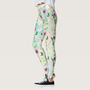 Leggings Mint Aqua Joli aquarelle Floral
