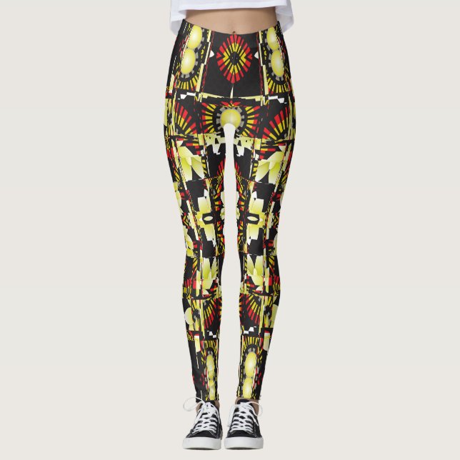 Leggings Miroirs encadrés de fleurs de conception (Devant)