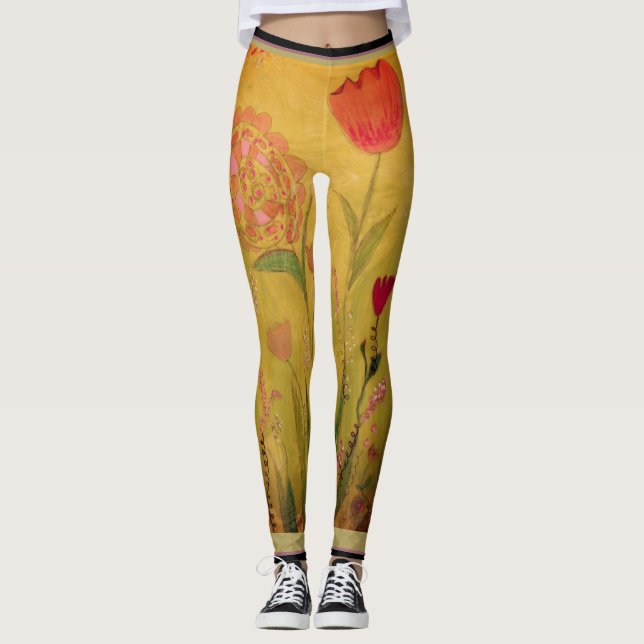 Leggings - Mixed Media Flowers (Devant)