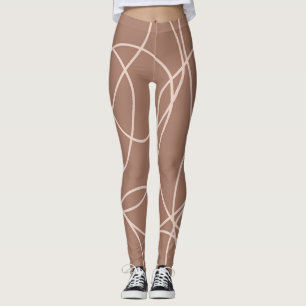 Leggings Mocha Mousse Doodles Abstraits tirés à la main (1)