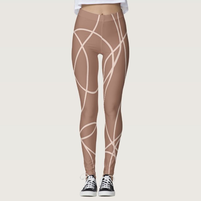 Leggings Mocha Mousse Doodles Abstraits tirés à la main (1) (Devant)