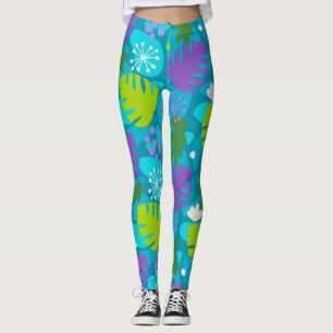 Leggings Mod Feuille Monstera Abstrait Hawaiien Tropical -T