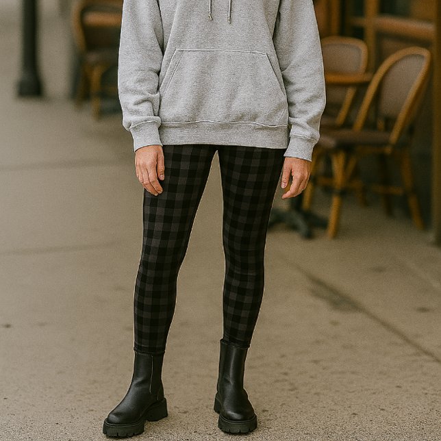 Leggings Mode carreau buffle gris noir  (Créateur téléchargé)