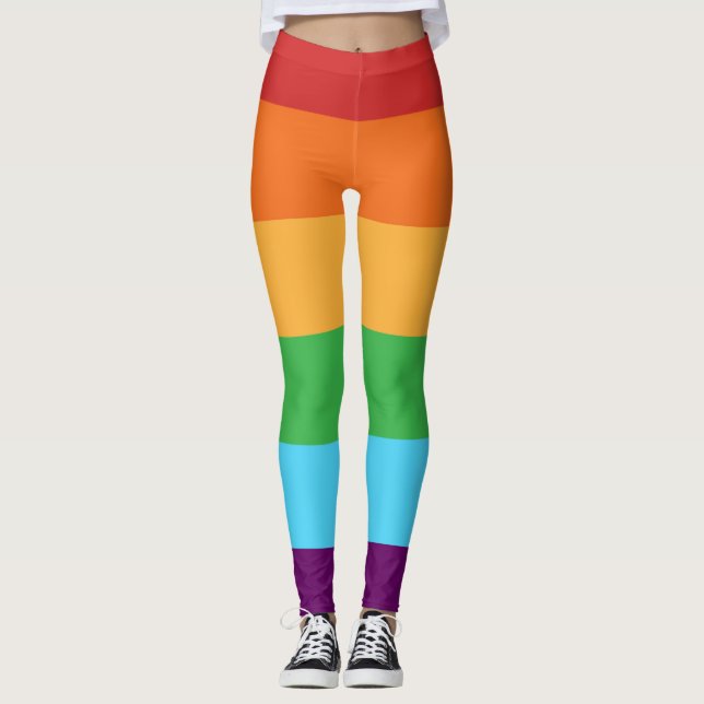 Leggings Mode de blocage des couleurs arc-en-ciel (Devant)
