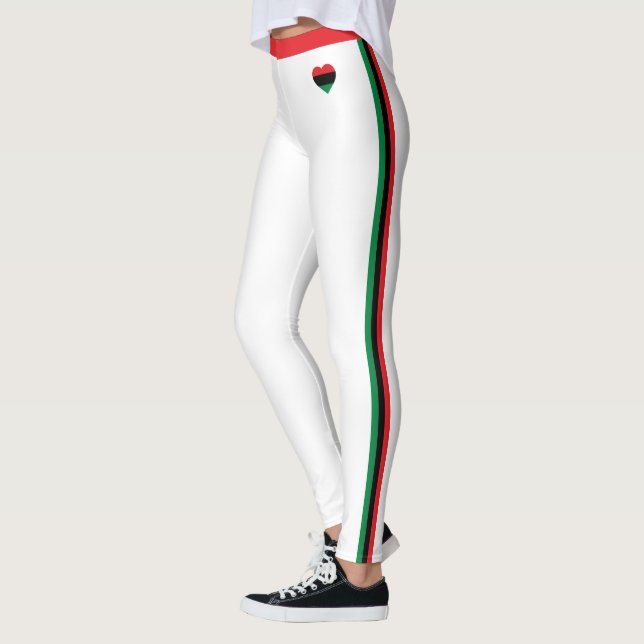 Leggings Mode drapeau panafricain & Symbole unien / blanc (Gauche)