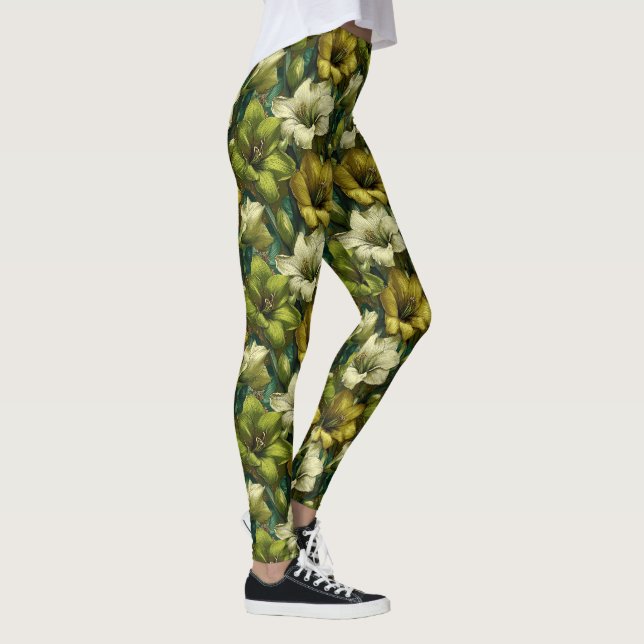 Leggings Mode Fitness Vert Amaryllis Accent Noël  (Droite)