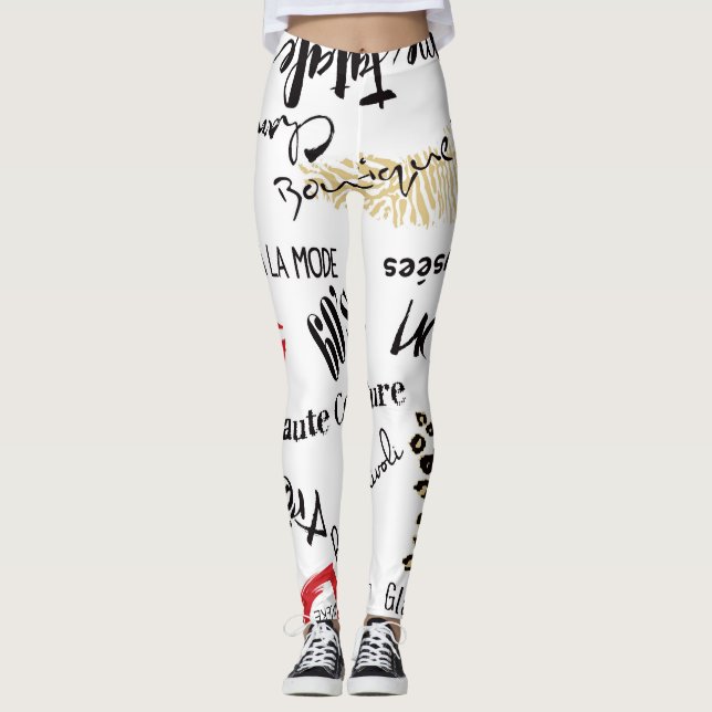 Leggings Mode Paris : motif glamour vintage. (Devant)