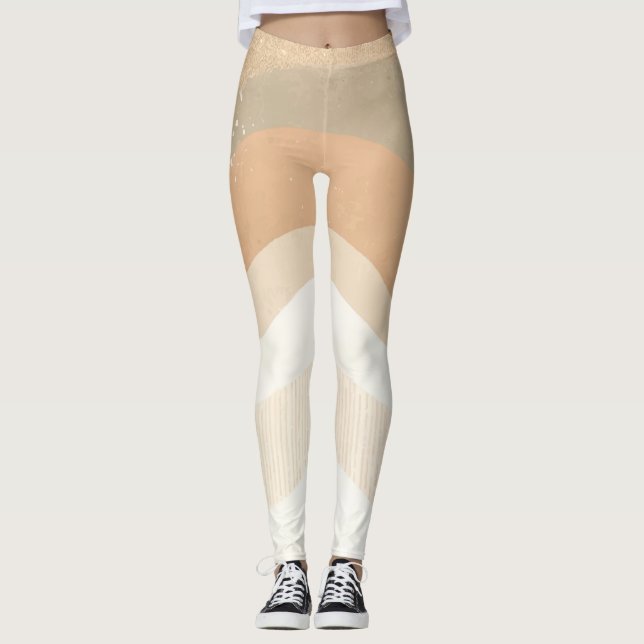 Leggings Mode Rétro Vagues Tons Terreux Neutres (Devant)