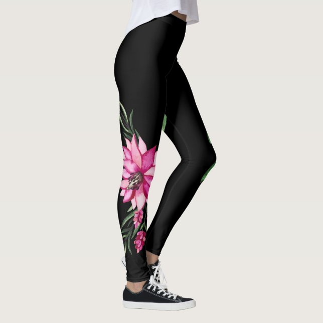 Leggings Mode tendance et confortable Floral Corsage Noir (Droite)