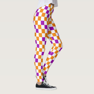 Leggings Modèle à carreaux orange blanc et violet