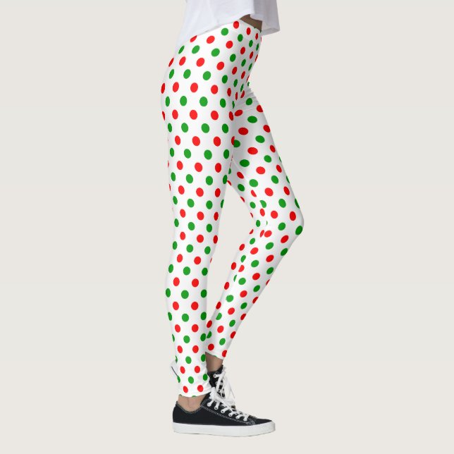 Leggings Modèle à pois blancs rouges et verts  (Droite)