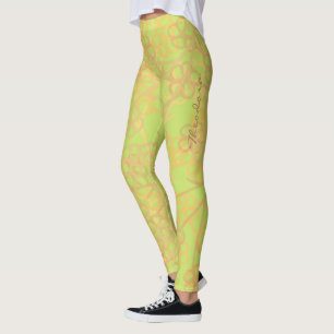 Leggings Modèle Abstrait or vert floral