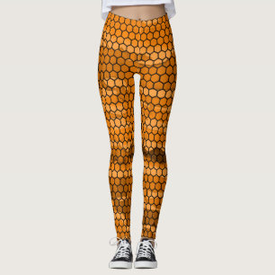 Leggings Modèle Chic Noir Et Orange Honeycomb