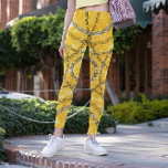 Leggings Modèle Damask avec chaîne<br><div class="desc">Glamour ou texture ornée. chainettes dorées et argentées sur un arrière - plan jaune. Ornement de bijouterie précieux.</div>