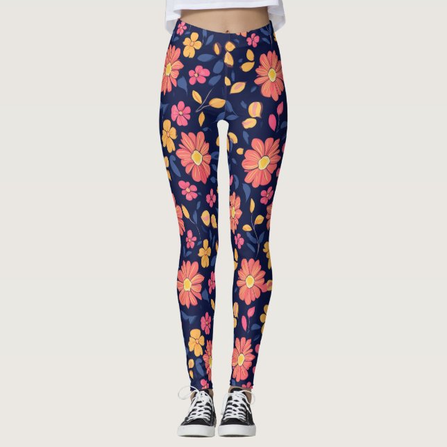 Leggings Modèle de fleur rétro (Devant)