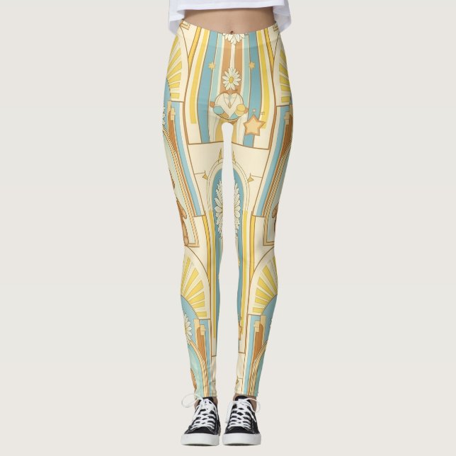 Leggings Modèle de jardin de marguerites Ourson (6) (Devant)