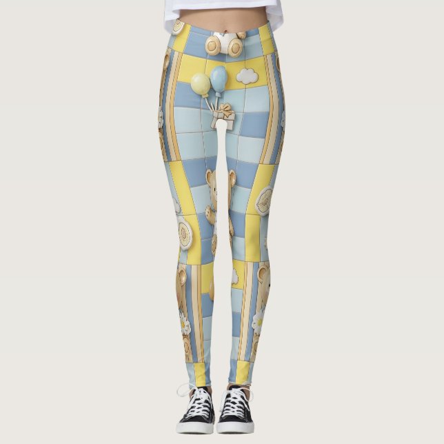 Leggings Modèle de jardin de marguerites Ourson (7) (Devant)