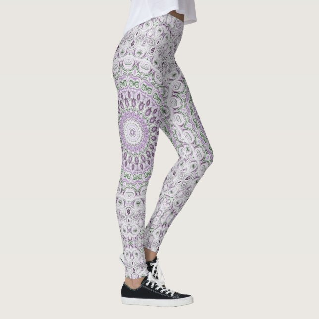 Leggings Modèle de mandala lavande et vert (Droite)
